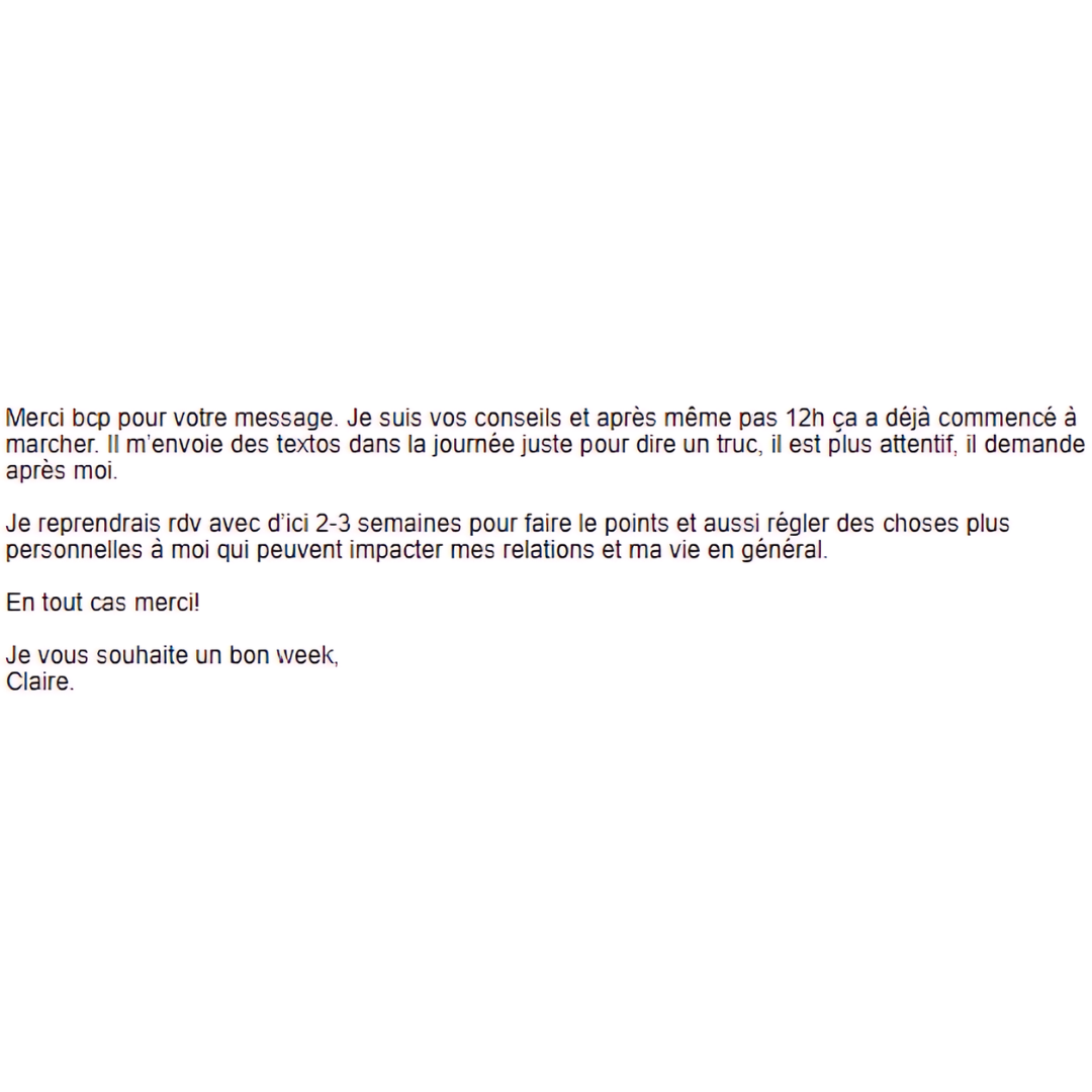 Résultats conseils psychologiques - thérapie de couple